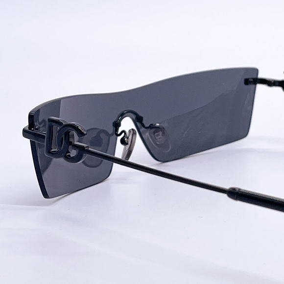 NEW DOLCE&GABBANA DG2292 01/87 SHIELD WOMEN SUNGLASSES DG 2292 BLACK - Picture 10 of 14